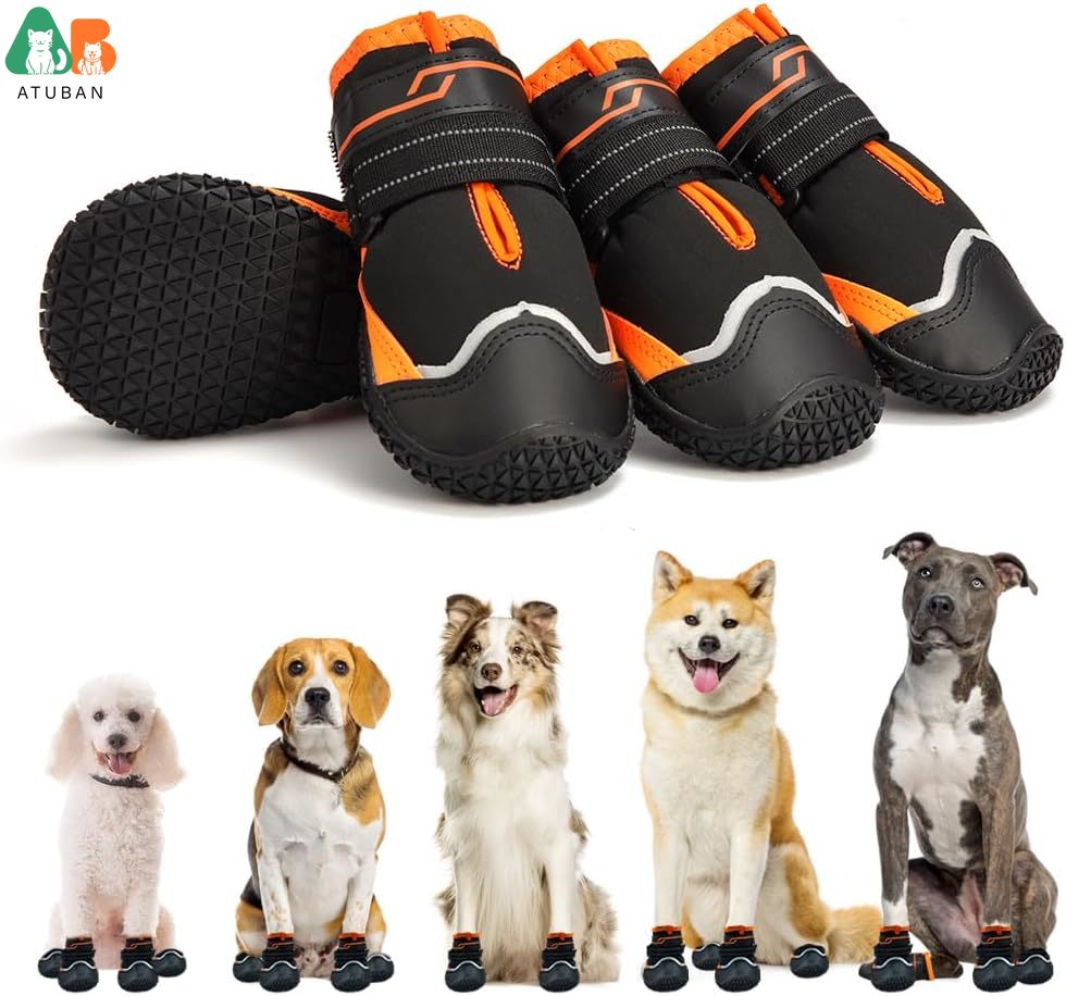 Dog Booties Paw Protector - Botas antiderrapantes ATUBAN para cães, protetores
